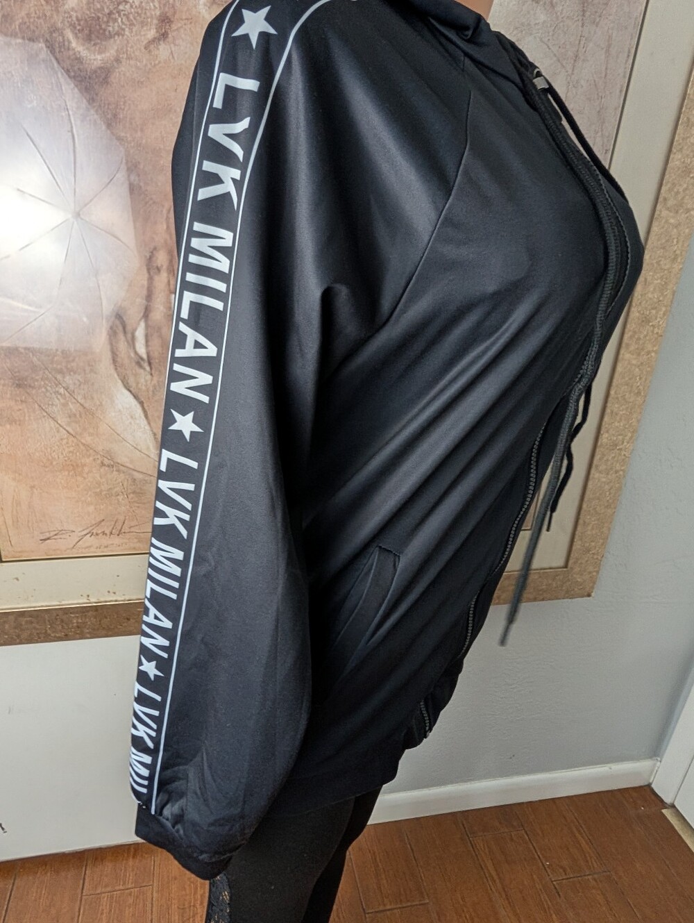 LVK Milan Black Ace Zip-Up Hooded Jacket Men Size S - Picture 5 of 8